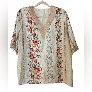 Floral Print V-Neck Women's Top